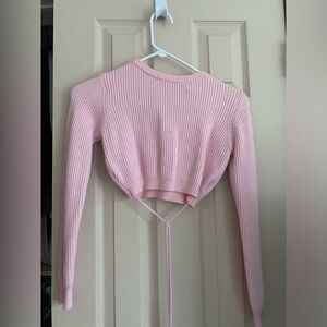 Pink Long sleeve cropped sweater